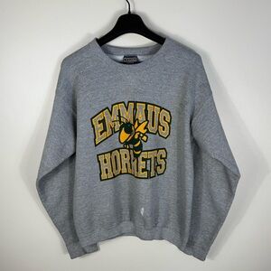 Vintage Discus Athletic Emmaus Hornets Sweatshirt Gray Crewneck Pullover USA